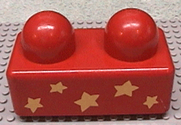 Primo Brick 1 x 2 with 5 Yellow Stars Pattern