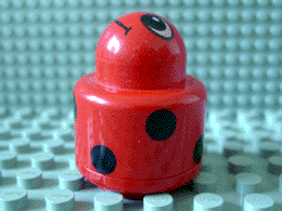 Primo Brick, Round Rattle 1 x 1 with Black Spots and Ladybug Face Pattern