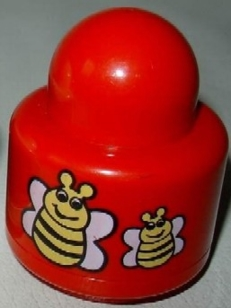 Primo Brick, Round Rattle 1 x 1 with 2 Bees Pattern