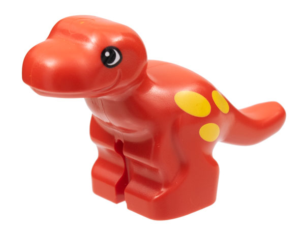 Duplo Dinosaur Tyrannosaurus rex Baby with Black and White Eyes, Yellow Spots Pattern