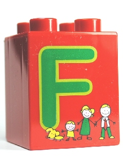 Duplo, Brick 2 x 2 x 2 with Letter F and Family Pattern