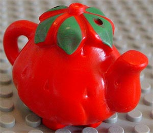 Duplo Utensil Teapot Strawberry with Green Leaves Pattern