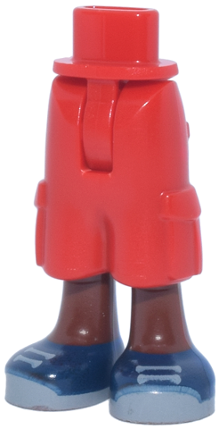 Mini Doll Hips and Trousers Cropped Large Pockets with Molded Reddish Brown Legs and Printed Dark Blue Shoes with Light Bluish Laces and Soles Pattern - Thin Hinge