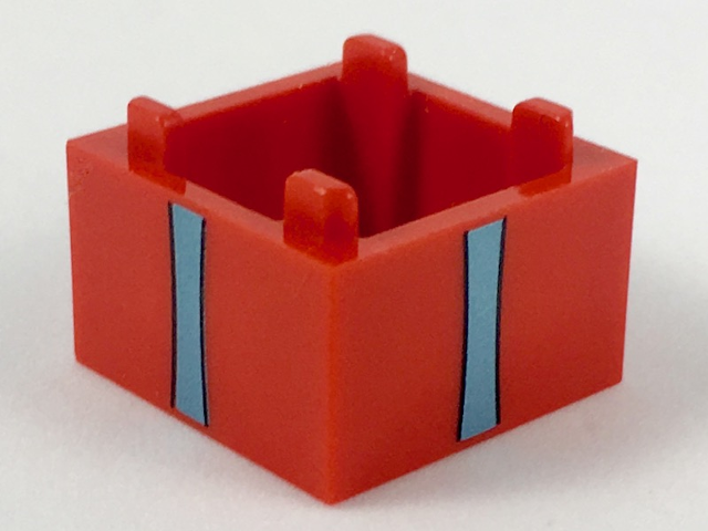 Container, Box 2 x 2 x 1 - Top Opening with Flat Inner Bottom with Metallic Light Blue Vertical Ribbons Pattern