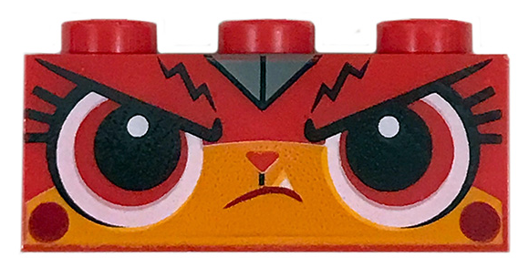 Brick 1 x 3 with Cat Face with Bright Light Orange Muzzle, Frown, Wide Eyes Pattern (Warrior Kitty)