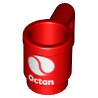 Minifigure, Utensil Cup with White Octan Logo Pattern