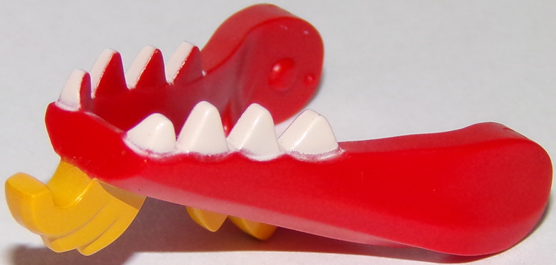 Dragon Head (Ninjago) Jaw Lower with White Teeth and Bright Light Orange Beard and Spines Pattern