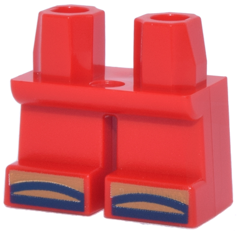 Legs Short with Medium Nougat Feet with Dark Blue Sandals Straps and Soles Pattern