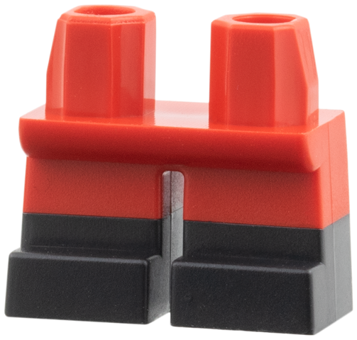 Short red legs with dual-molded black boots.