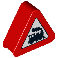 Duplo, Brick 1 x 3 x 2 Triangle Road Sign with Steam Engine Pattern