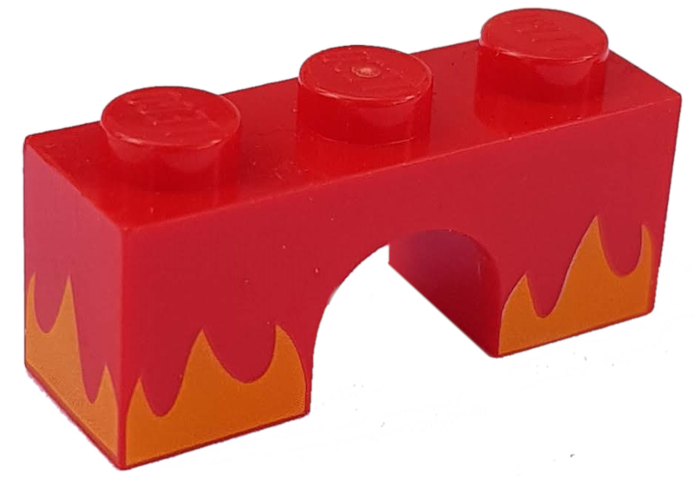 Arch 1 x 3 with Bright Light Orange Flames Pattern (Angry Kitty)