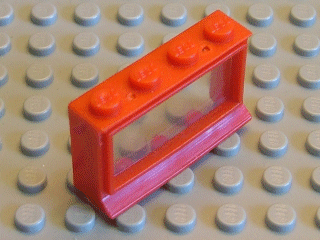 Window 1 x 4 x 2 with Extended Lip and Solid Studs, with Fixed Glass