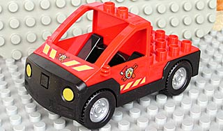 Duplo Truck Pickup Flatbed with Black Base with Fire Department Logo Pattern