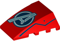 Wedge 4 x 4 Triple Curved No Studs with Avengers Logo and Jagged Lines on Sides Pattern