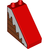 Duplo, Brick 4 x 2 x 3 Slope with Snow on Boards Pattern Model Left Side