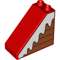 Duplo, Brick 4 x 2 x 3 Slope with Snow on Boards Pattern Model Right Side