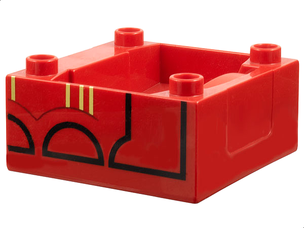 Duplo, Train Cab / Tender Base with Bottom Tube with Thomas & Friends James Pattern