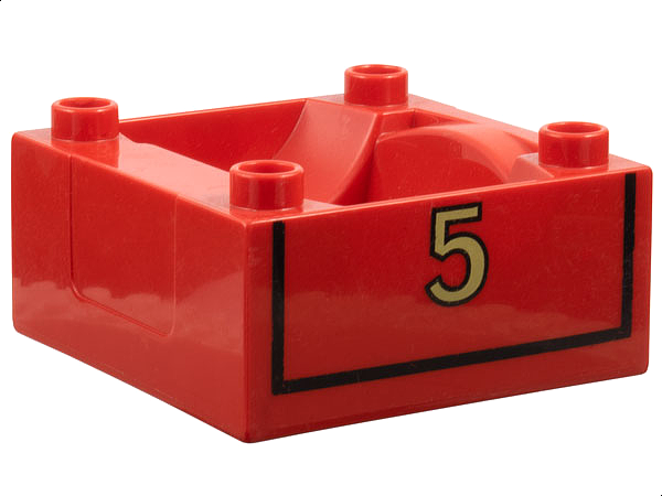 Duplo, Train Cab / Tender Base with Bottom Tube with Thomas & Friends James Number 5 Pattern