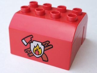 Duplo, Train Cab Upper Section with Axe, Ladder and Fire Pattern