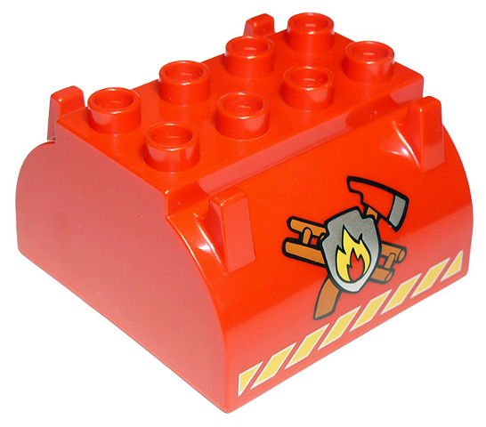 Duplo Container Tank Upper Section with Stripes and  Fire Logo Pattern