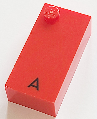 Brick, Braille 2 x 4 with 1 Stud with Black Capital Letter A Pattern (dots-1 ⠁) (French with Antoine Numbers)
