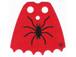 Minifigure Cape Cloth, Scalloped 6 Points with Black Spider and Copyright Symbol (©) Pattern