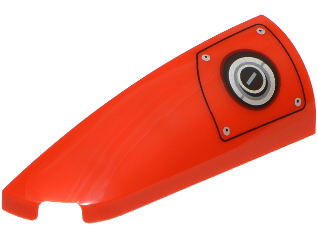 Slope, Curved 4 x 1 Left with Black, Silver and Dark Silver Fuel Filler Cap Pattern