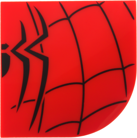 Brick, Round Corner 4 x 4 x 1 Curved Slope Top with Black Spider Half and Web Pattern Model Left Side