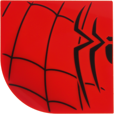 Brick, Round Corner 4 x 4 x 1 Curved Slope Top with Black Spider Half and Web Pattern Model Right Side