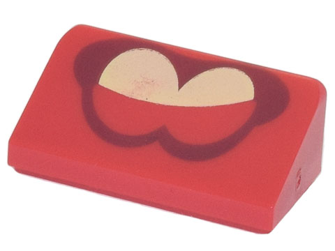 Slope 30 1 x 2 x 2/3 with Dark Red and Bright Light Yellow Eyes Partially Closed Pattern (Super Mario Grabbing Ghost)