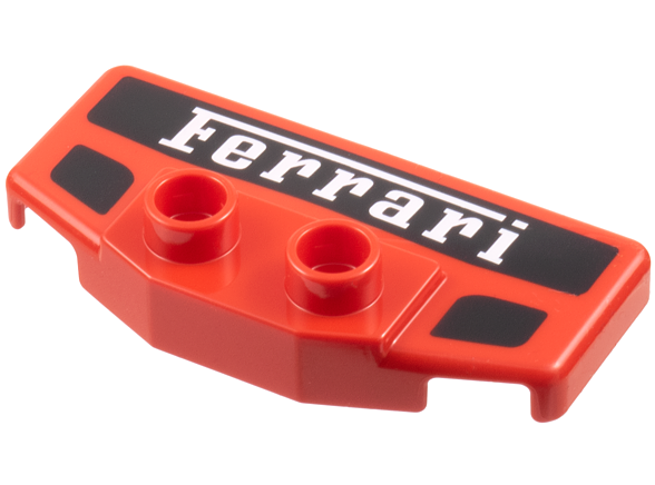 Duplo Rear Spoiler / Wing with White 'Ferrari' on Black Background, 2 Black Markings Pattern