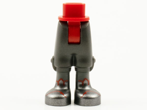 Mini Doll Hips and Pearl Dark Gray Trousers Cropped, Dark Bluish Gray Socks, Silver Shoes with Red Trim Pattern - Thick Hinge