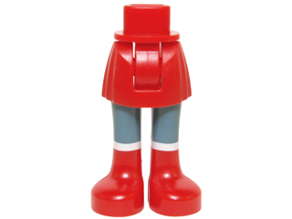 Mini Doll Hips and Skirt, Sand Blue Legs and Red Boots Pattern - Thick Hinge