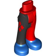 Mini Doll Hips and Trousers with Back Pockets with Blue Shoes and Black Right Leg with Red Diamonds Pattern - Thick Hinge