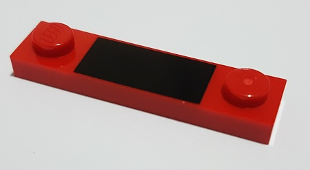 Plate, Modified 1 x 4 with 2 Studs without Groove with Black Rectangle Pattern