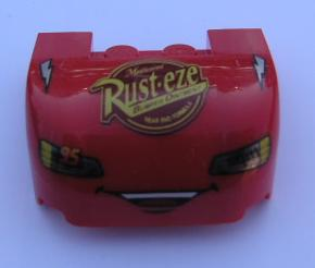 Vehicle, Mudguard 3 x 4 x 1 2/3 Curved with Front with Headlights, Open Mouth Grille, Lightning Bolts and 'Rust-eze' Pattern