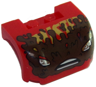 Vehicle, Mudguard 3 x 4 x 1 2/3 Curved with Front with Headlights, Open Mouth Frown with Teeth and Mud Splotches Pattern
