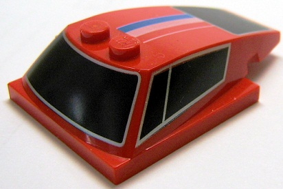 Wedge 6 x 4 x 1 1/3 with 4 x 4 Base with Windows and Blue, White and Red Stripes Pattern