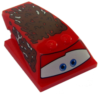 Wedge 6 x 4 x 1 1/3 with 4 x 4 Base with Blue Eyes and Mud Splotches Pattern