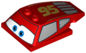 Wedge 6 x 4 x 1 1/3 with 4 x 4 Base with Blue Eyes, Windows and Gold '95' Pattern