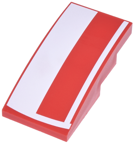 Slope, Curved 4 x 2 with White Rectangle and Lines Pattern