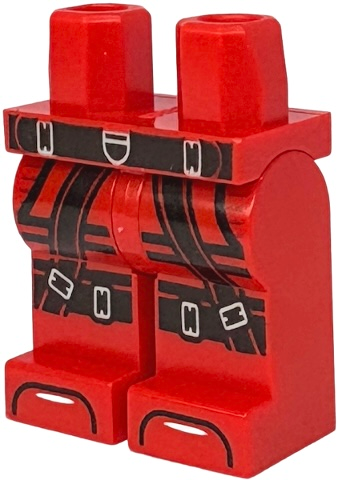 Hips and Legs with Black Belt and Straps with Silver Buckles and Markings Pattern in Red