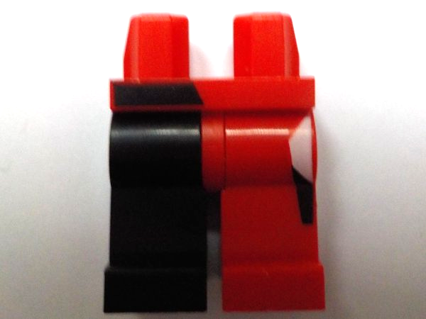 Hips and 1 Red Left Leg, 1 Black Right Leg with Black and White Quadrangles Pattern