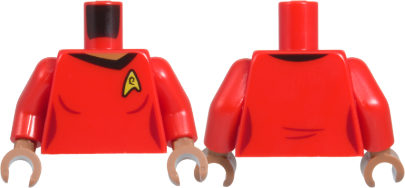 Red Star Trek uniform vest torso, medium brown hands