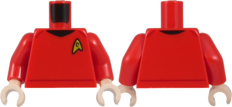 Red Star Trek uniform vest torso, light nougat hands