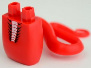 Lower Body, Serpent with Molded Flexible Rubber (Same Color) Tail and Printed White and Black Scales Pattern