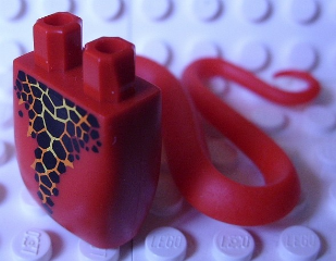 Lower Body, Serpent with Molded Flexible Rubber (Same Color) Tail and Printed Black and Orange Scales Pattern