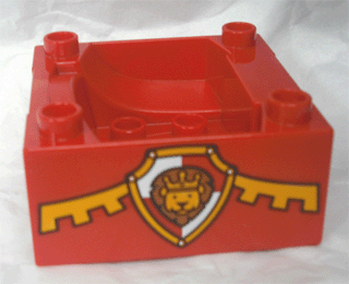 Duplo, Train Cab / Tender Base with Bottom Tubes with Lion on Shield Pattern