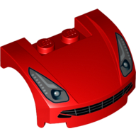 Vehicle, Mudguard 3 x 4 x 1 2/3 Curved Front with Headlights and Black Grille Pattern