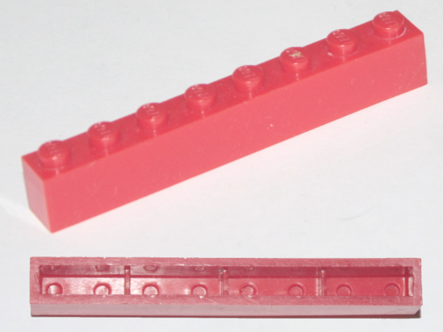 Brick 1 x 8 without Bottom Tubes, with Cross Supports